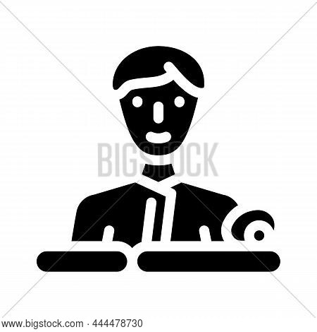Masseur Business Glyph Icon Vector. Masseur Business Sign. Isolated Contour Symbol Black Illustratio