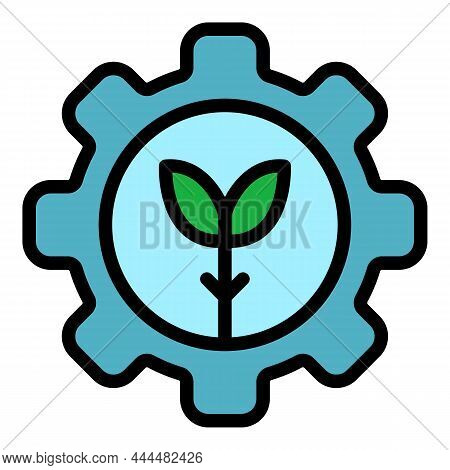 Gear Eco System Icon. Outline Gear Eco System Vector Icon Color Flat Isolated