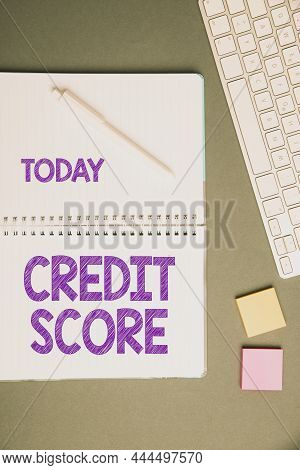 Text Showing Inspiration Credit Score. Business Concept Represent The Creditworthiness Of An Individ