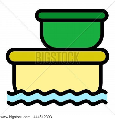 Floating Market Stock Icon. Outline Floating Market Stock Vector Icon Color Flat Isolated