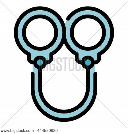 Police Handcuffs Icon. Outline Police Handcuffs Vector Icon Color Flat Isolated