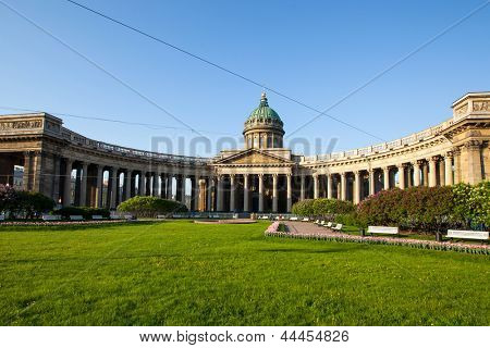 ST.PETERSBURG, RUSSIA - MAY 21: Kazan Cathedral or Kazanskiy Kafedralniy Sobor in May 21, 2012 in St.Petersburg, Russia. The construction was started in 1801 and continued for 10 years.