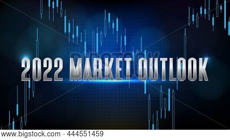 Abstract Futuristic Technology Background Of 2022 Market Outlook And Candle Stick Chart Graph