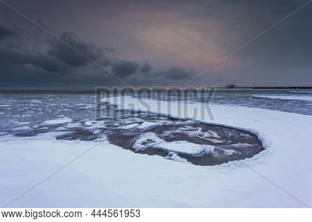 Beautiful Winter Scenery In Sopot. Gdanska Bay. Poland