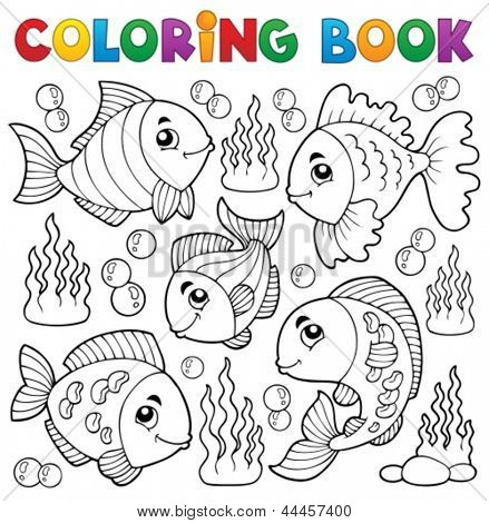 Libro da colorare varie tema pesce 1 - eps10 illustrazione vettoriale.