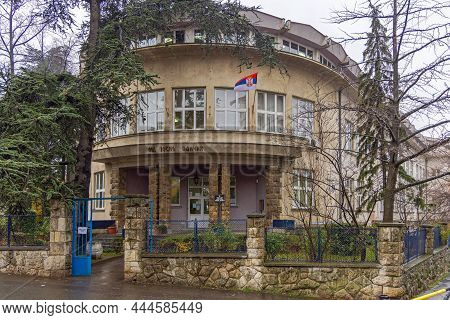 Belgrade, Serbia - December 03, 2021: Elementary School Building Josif Pancic At Banovo Brdo.