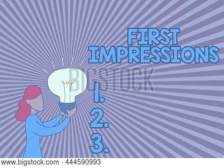 Inspiration Showing Sign First Impressions. Word For Events When One Person Encounters Another Perso