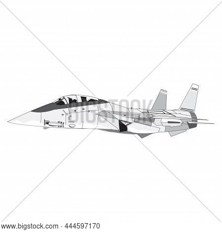 Vector Cartoon Military Stealth Jet Fighter Plane. Available Eps10 Vector Format Separated By Groups