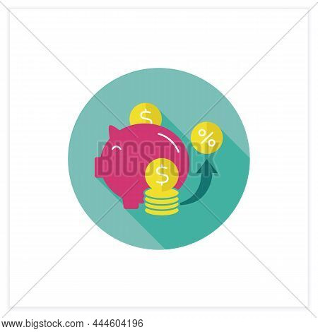 Saving Flat Icon. Accumulate Money. Cumulative Money During Life. Piggy Bank. Financial Literacy Con