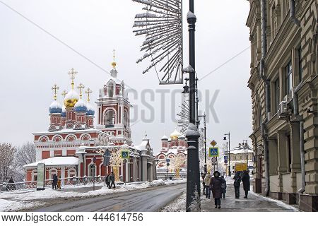 Moscow, Russia - 20 December 2021 , Moscow, Russia , Znamensky Cathedral Of The Former Znamensky Men