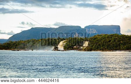 Scenic Waterfalls From Carrao River In Canaima National Park Venezuela