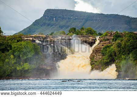 Scenic Waterfalls From Carrao River In Canaima National Park Venezuela