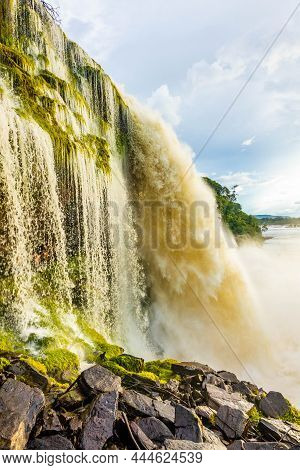 Scenic Waterfalls From Carrao River In Canaima National Park Venezuela
