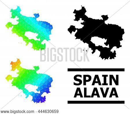 Vector Low-poly Spectral Colored Map Of Alava Province With Diagonal Gradient. Triangulated Map Of A