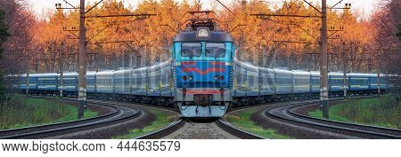 Top View Of Freight Train, Motion Blur.