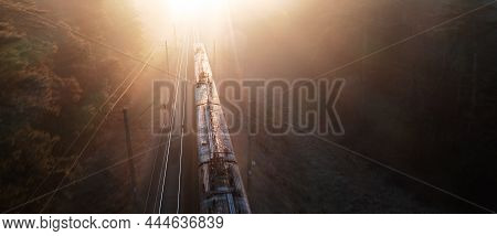 Top View Of Freight Train, Motion Blur.