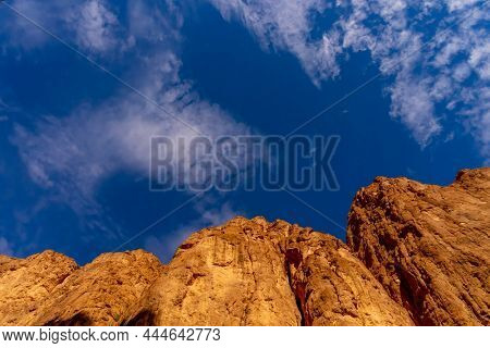 Beautiful cliffs and blue skies near Errachidia, Morocco, Africa
