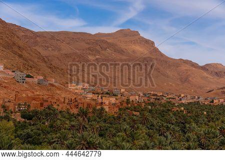 Beautiful cliffs and blue skies near Errachidia, Morocco, Africa