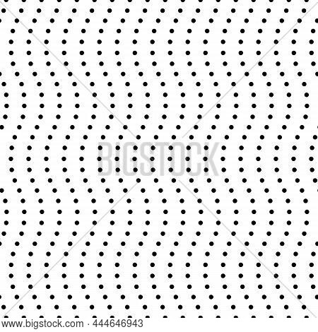 Black And White Polka Dot Background. Vector Seamless Repeating Pattern. Wave Curved Line Style. Edi