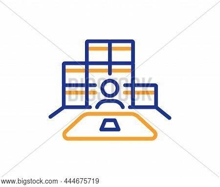 Inventory Line Icon. Warehouse Manager Sign. Wholesale Boxes Symbol. Colorful Thin Line Outline Conc
