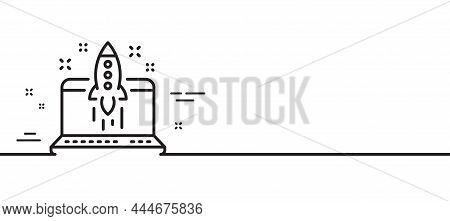 Start Business Line Icon. Launch Crowdfunding Project Sign. Innovation Symbol. Minimal Line Illustra