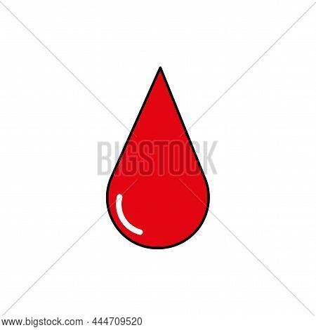 Blood Drop Icon. Red Sign. Medicine Symbol. Healthcare Concept. Logo Art. Flat Drawing. Vector Illus