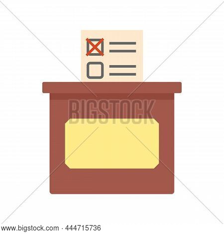 Sociology Ballot Box Icon. Flat Illustration Of Sociology Ballot Box Vector Icon Isolated On White B