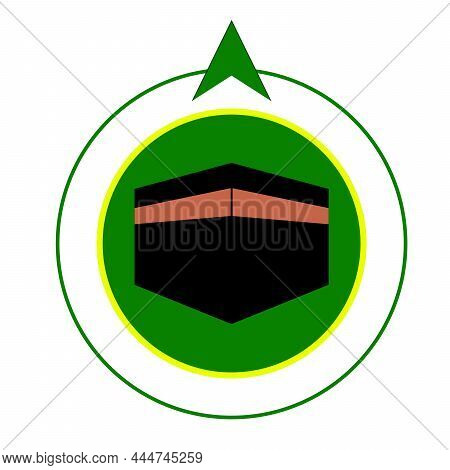 Qibla Muslim Prayer Direction Badge Used In Various Rooms Or Buildings To Show The Direction Of Mecc