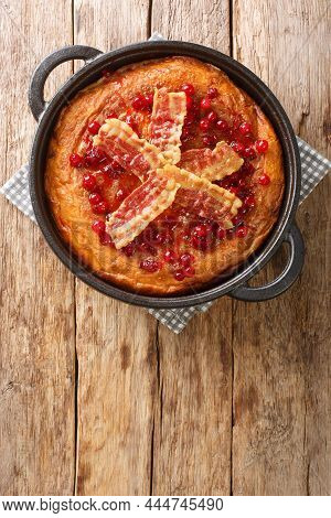 Aggakaka Egg Cake Is A Traditional Scanian Dish Served With Fried Slices Of Pork Belly And Lingon Be