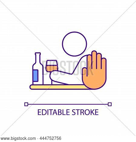 Alcohol Abuse Prevention Rgb Color Icon. Deal With Excessive Alcohol Consumption. Heavy Drinking Tre