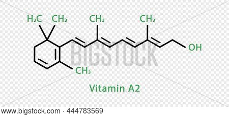 Vitamin A2 Chemical Formula. Vitamin A2 Structural Chemical Formula Isolated On Transparent Backgrou