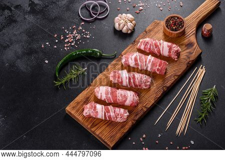 A Delicious Dish Of Pork Mince Wrapped With Delicious Pieces Of Bacon