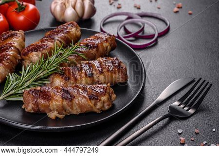 A Delicious Dish Of Pork Mince Wrapped With Delicious Pieces Of Bacon