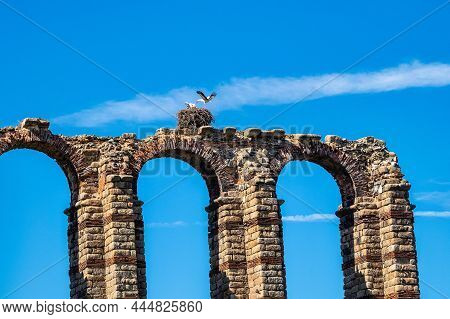 The Acueducto De Los Milagros, Miraculous Aqueduct In Merida, Extremadura, Spain Is A Ruined Roman A