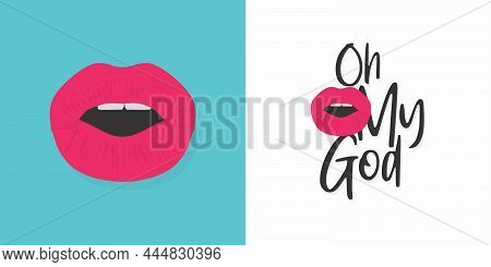 Creative Template Design Of Oh My God. Conceptual Typography Of Oh My God. Editable Illustration Of 