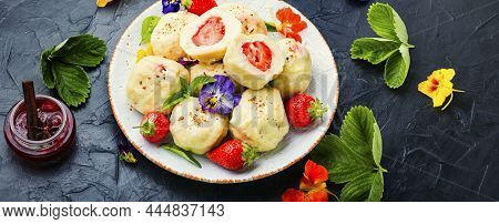 Dumplings Or Knedliky With Strawberries Filling