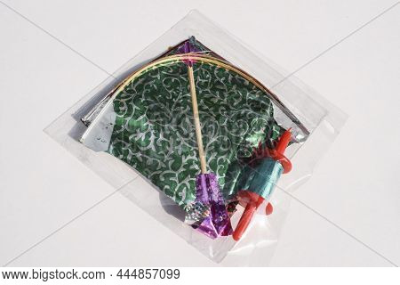 Kite With Spool On White Background. Kite Festival Makarsankranti, Lohri, Uttarayan Props. Miniature