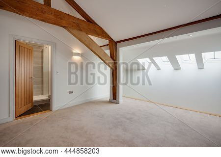 Chishill, Hertfordshire - November 13 2019: Modern Bright Bedroom Converted From Barn Into A Luxury 