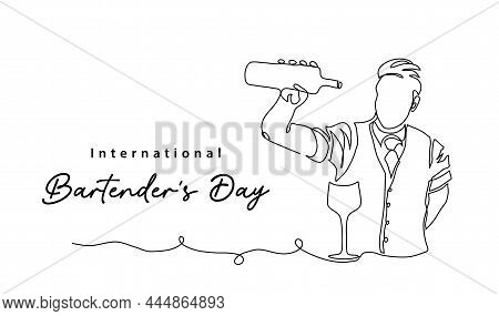 Bartenders Day Simple Vector Illustration. Barman Or Barista Job Minimal Background, Banner, Poster.