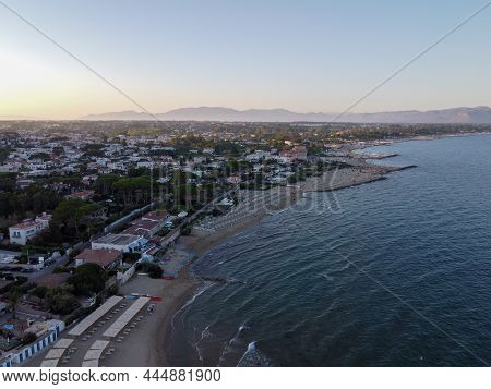 View On Sandy Beaches Of San Felice Circeo, Ancient Italian City In Province Latina On Tyrrhenian Se