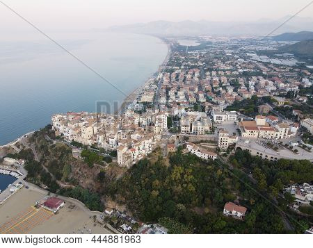 Aerial View On Old And New Parts Of Sperlonga, Ancient Italian City In Province Latina On Tyrrhenian
