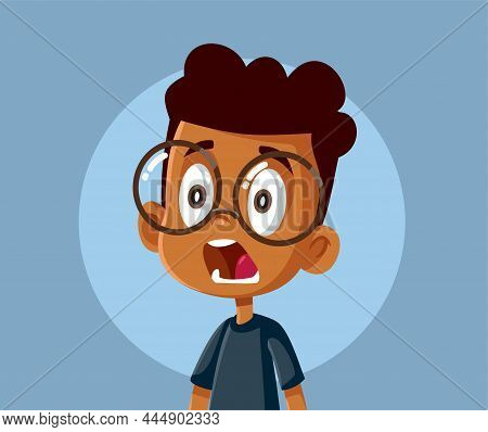 Shocked Panicked Little Boy Vector Cartoon Illustration