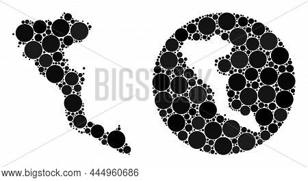 Vector Mosaic Corfu Island Map Of Sphere Dots. Mosaic Geographic Corfu Island Map Created As Carved 