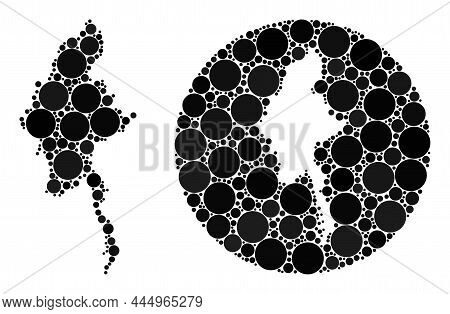 Vector Collage Myanmar Map Of Round Parts. Mosaic Geographic Myanmar Map Designed As Carved Shape Fr