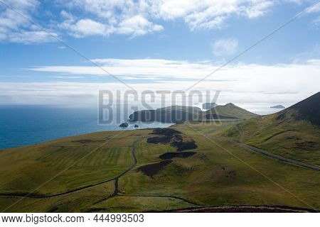 Vestmannaeyjar Island Beach Day View, Iceland Landscape.