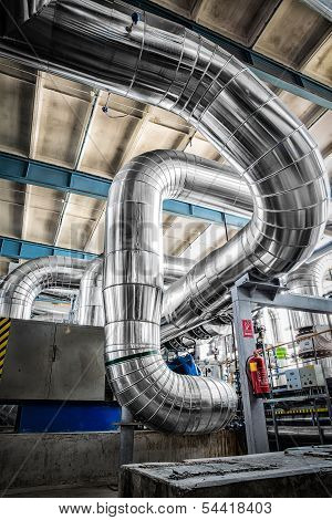 Large Industrial Pipes In A Thermal Power Plant