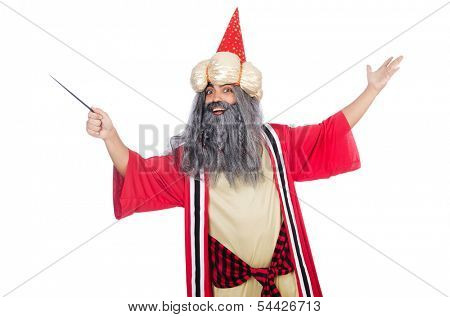 Wizard in costume isolated on the white