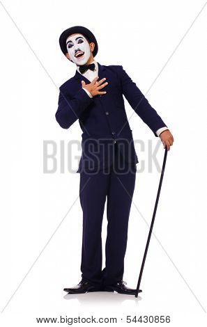 Personification of Charlie Chaplin on white