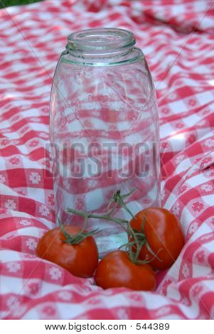 Vintage üvegedénybe paradicsom Canning
