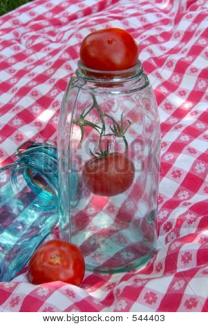 Vintage üvegedénybe paradicsom Canning